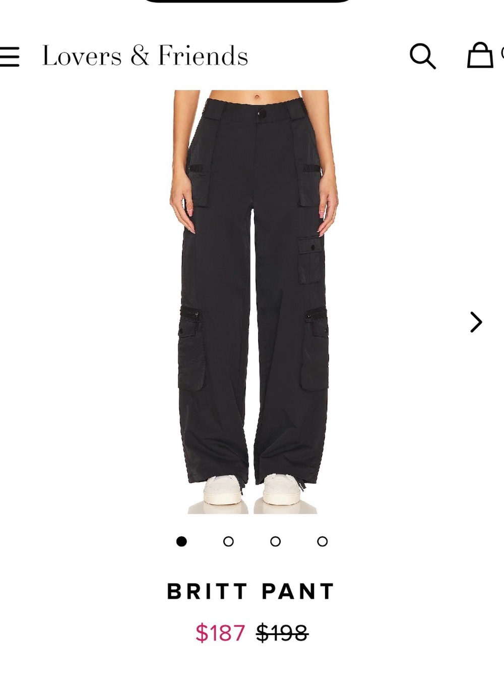 Lovers + Friends Britt Wide-Leg Cargo Pant - Black